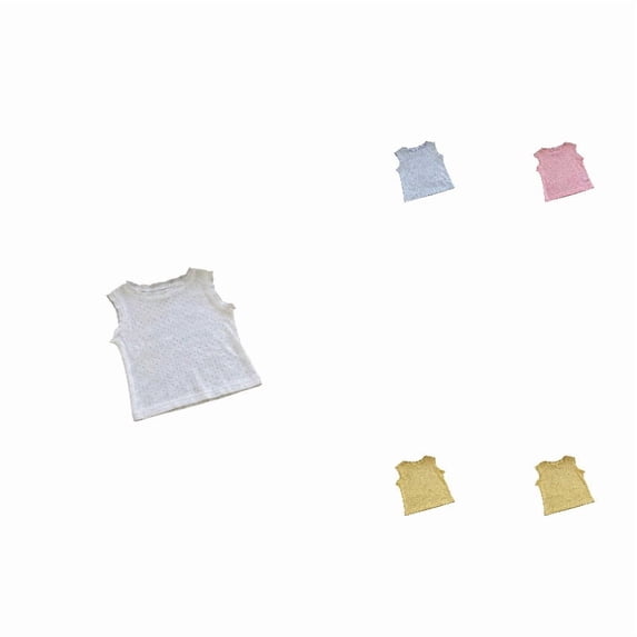 QHFBli Baby Girls Ruffle Tanks, Sleeveless Breathable Tops, Soft Mesh Knit Undershirts, Versatile Layering Vests for Summer & Daily Use White 3-4 Years