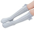 thumbnail image 1 of QHFBli Baby Knee High Socks Ruffle Bow Socks Long Sock Toddler Girls Uniform Stockings One Size, 1 of 4