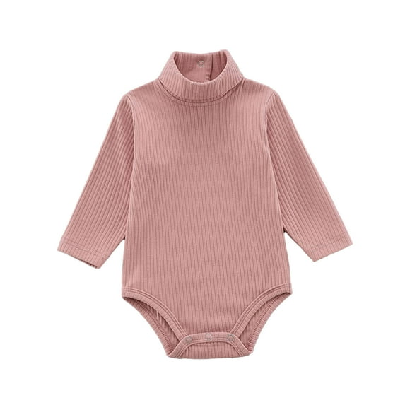 QHFBli Baby Turtleneck Bodysuit Long Sleeve Solid Ribbed Cotton Outfits for Baby Boys Girls