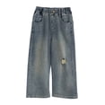 thumbnail image 1 of QHFBli Baggy Jeans Boys Y2K Straight Wide Leg Denim Pants Kids Casual Elastic Waist Loose Trousers Pockets Streetwear, 1 of 8