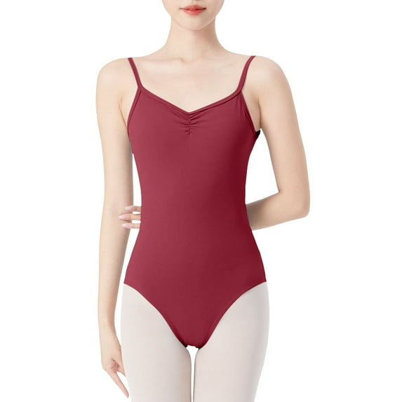 QHFBli Ballet Leotards for Women, Backless Camisole Bodysuit With Adjustable Straps, Full Lining Dancewear