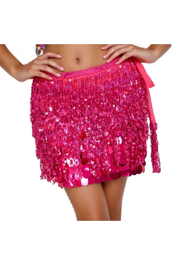 Belly Dance Scarf Sequin Tassel Skirt Wrap Sparkly Rave for Women