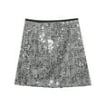 thumbnail image 1 of QHFBli Black Womens Sequin Skirt Sparkly Skirts for Womens Party Skirts Elastic Waist Sparkle Metallic Skirts, 1 of 3