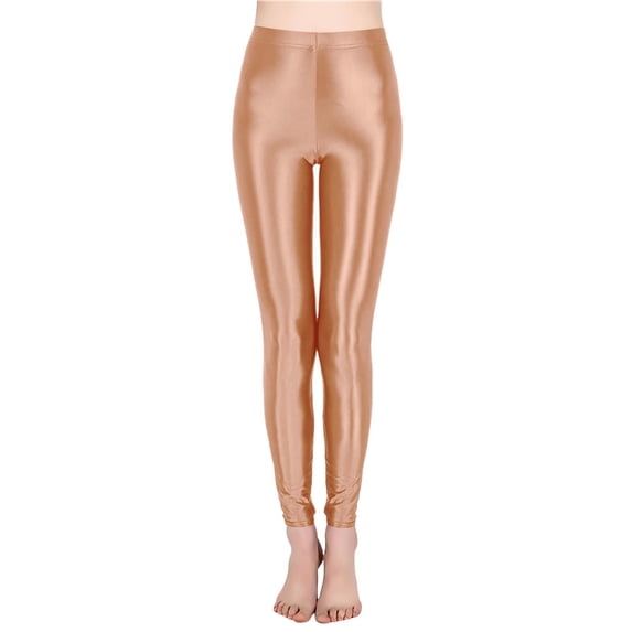 QHFBli High Waist Workout Leggings Shiny Pilates Pants Shimmer Yoga Tights for Women