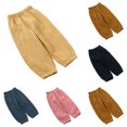 thumbnail image 1 of QHFBli Boy Girl Linen Pants,Boys Cotton Harem Pant Girls Gauze Muslin Loose Bloomers Plain Solid Trousers Big Kids Elastic Waist Long Pants Bloomers Khaki 18-24 Months, 1 of 6
