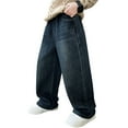 thumbnail image 1 of QHFBli Boys Baggy Jeans for Kids Teen Casual Straight Wide Leg Cargo Jeans Y2K Loose Elastic Waist Denim Pants with Pockets, 1 of 5