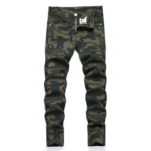 QHFBli Boys Camo Pants Skinny Fit Elastic Waist Stretch Camouflage Color Casual School Fashion Comfy Pants