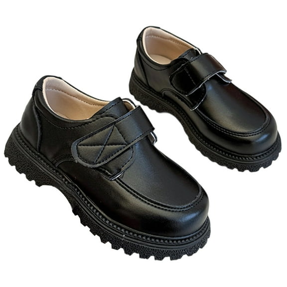 QHFBli Boys Girls Oxford PU Leather Shoes Little Kid Wedding Dress Shoes Toddler Lace Up Non- Texture Sole Loafer Flats Classic School Uniform Walking Shoes