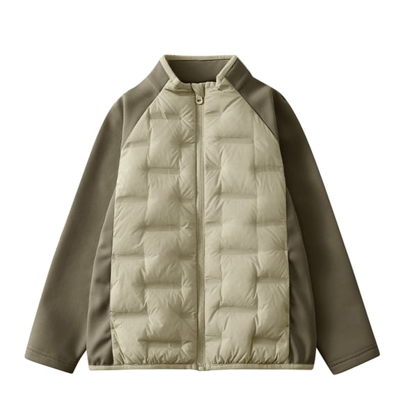 QHFBli Boys Splicing Lightweight Down Jacket Boy Padded Jackets Warm Full Zip Puffer Jacket Coat