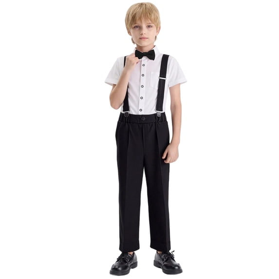 QHFBli Boys Suit 4 Piece Vest Pant Set Slim Fit Prom Child Suits Tuxedo Wedding Dress Suits Set Vests Shirt Pants Tie for Kid Boy