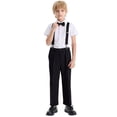 thumbnail image 1 of QHFBli Boys Suits 4 Pieces Formal Dress Shirt with Bowtie+Suspender Pants Boy Gentleman Outfits, 1 of 4
