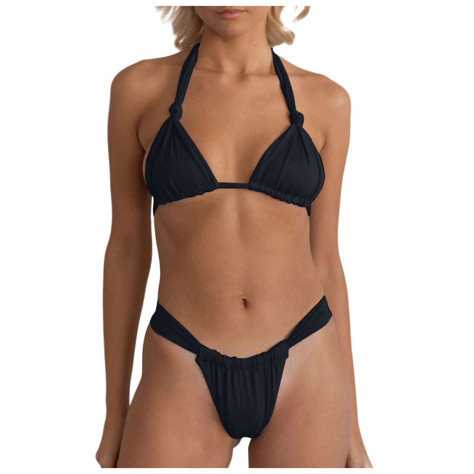 High Cut Thong B Swimsuit Solid Swimwear Women Brazilian Bikini Set main image 0