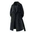 thumbnail image 1 of QHFBli Breathable Mens Trench Coat Men's Autumn Winter Loose Fit Double Trench Coat Medium Length Fashion Outerwear Classic Stylish Black XXL, 1 of 4