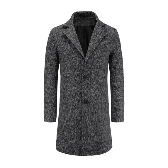 QHFBli Breathable Mens Trench Coat Men's Casual Wool Blend Long Overcoat Turn-Down Collar Classic Button Front Dark Gray XXL