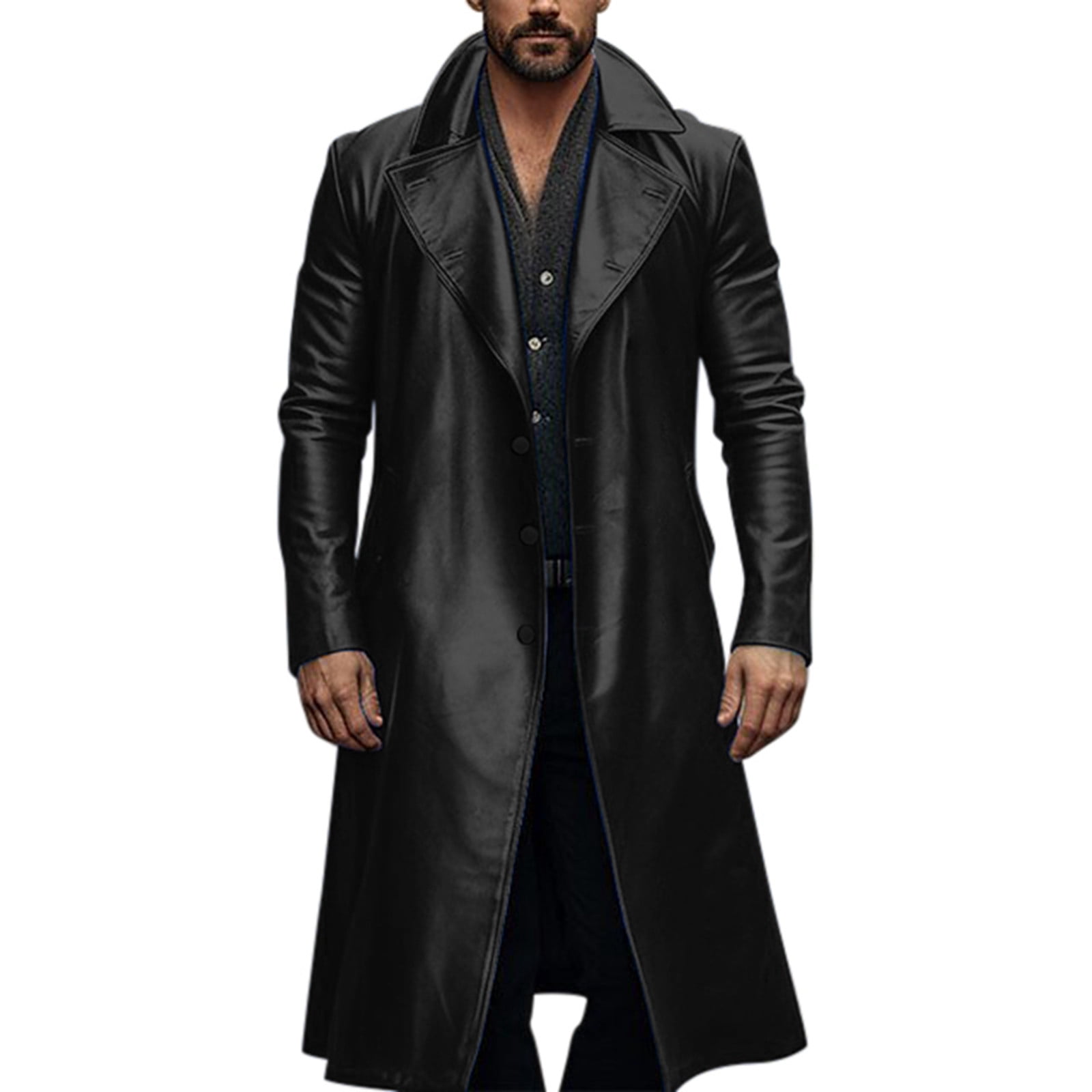 QHFBli Breathable Mens Trench Coat Men's Fall Double Trench Coat