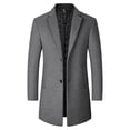 thumbnail image 1 of QHFBli Breathable Mens Trench Coat Men's Winter Casual Mid Length Smooth Lapel Woolen Trench Coat Fashion Outerwear Grey XXL, 1 of 8