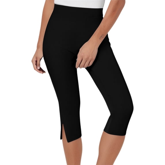 QHFBli Capri Yoga Pants for Women Dressy Casual Soft High Waisted Tummy Control Wide Leggings Workout with Pockets