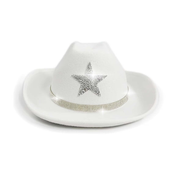 QHFBli Christmas Themed Kids Fedora Hat, White Furry Brim Santa Cowboy Hat, Cosplay Accessory for Boys Girls