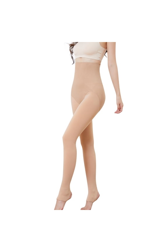 Compression Leggings Women's Warm Step On Foot Translucent Fishbone Integrated Flat Waist Autumn Leggings 80g Lightweight