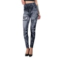 thumbnail image 1 of QHFBli Compression Leggings Womens High Waist Seamless Leggings Denim Print Jeans Tights Elastic Slim Fit Gym, 1 of 6