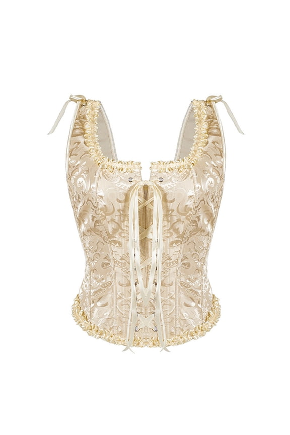 Corset Tops for Women,Bustier Shapewear,Lace Tied Renaissance Overbust Corset Push Up Bodysuit