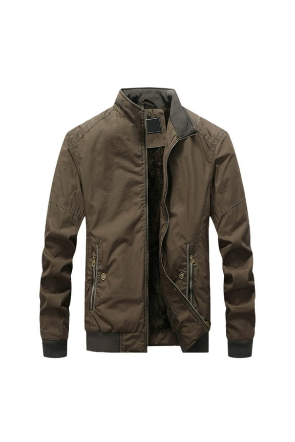 Cotton Blend Jacket Men Men's Winter Lined Work Coat with Removable Hood and Multiple Pockets for Outdoor Casual Wear