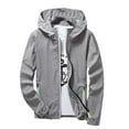 thumbnail image 1 of QHFBli Daily Wear Jacket for Men Men's Casual Hooded Sport Coat Reflective Zipper Outdoor Jacket Pure Color Plus Size Lightweight Windbreaker, 1 of 3