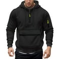 thumbnail image 1 of QHFBli Daily Wear Men's Hooded Sweatshirt Mens Everyday Zip Up Hooded Sweatshirt Loose Fit Pullover With Multiple Pockets for Autumn Winter Comfort Wear Black L, 1 of 4