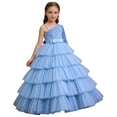 thumbnail image 1 of QHFBli Flower Girl Off Shoulder Formal Wedding Dress Homecoming Graduation Ball Gown Tween Junior Easter Dress Blue 7-8 Years, 1 of 3
