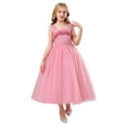 thumbnail image 1 of QHFBli Flower Girl Wedding Dress Tulle Long A Line Holiday Birthday Party Ball Gown Girls Formal Pageant Maxi Dresses Pink 8-9 Years, 1 of 9