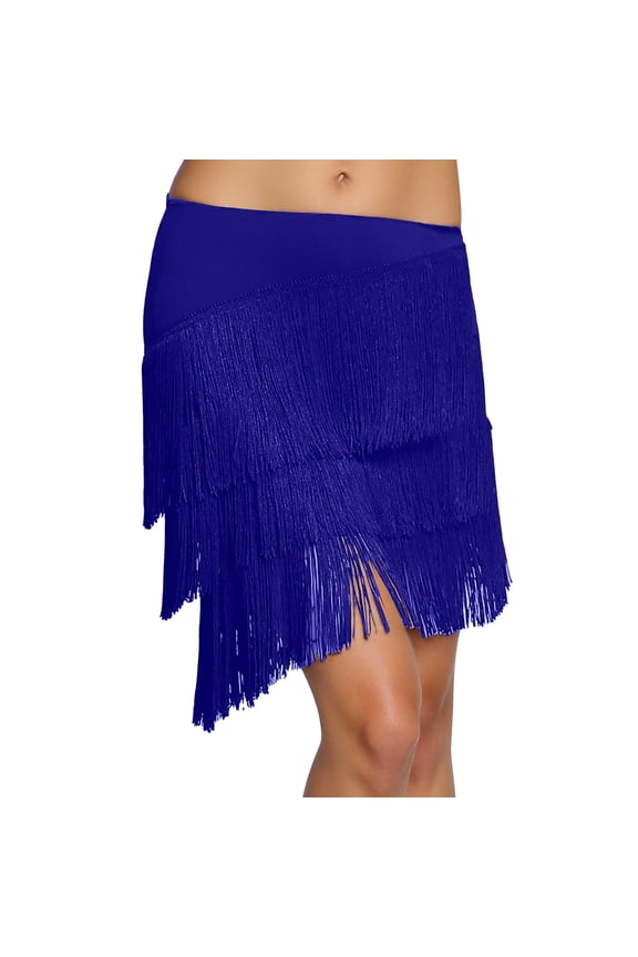 Fringe Skirt Latin Dance Salsa Tango Ballroom Tassel Skirts Women Halloween Cowgirl Rave Clothing