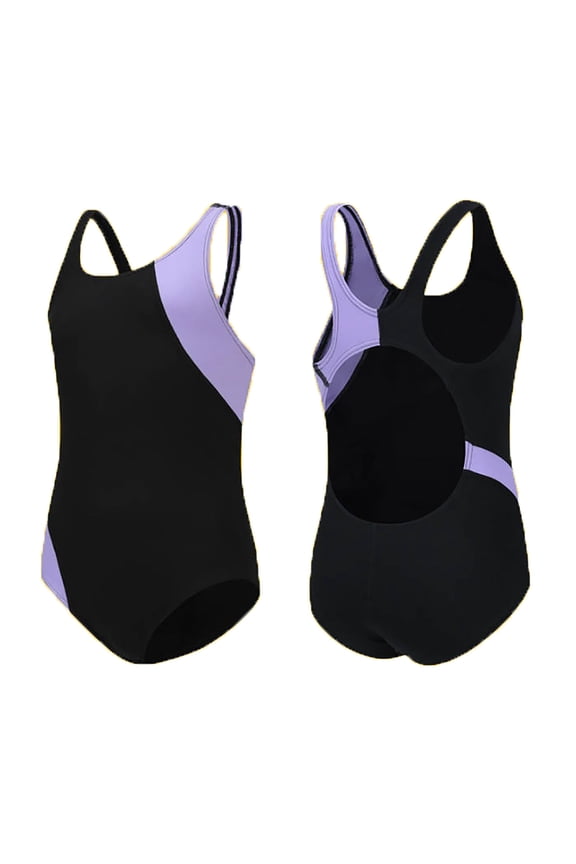 Girl Swimsuit with Padding One Piece Racerback Bathing Suit Quick Dry Swimwear Black 7-8 Years