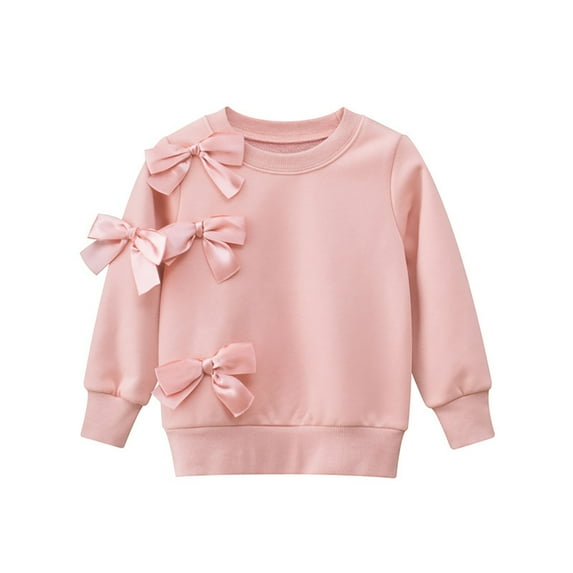QHFBli Girls Crewneck Sweatshirt Bow Cute Long Sleeve Drop Shoulder Pullover Tops