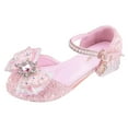 thumbnail image 1 of QHFBli Girls Dress Shoes Mary Jane Princess Shoes Girls' Flats Glitter Low Heels Flower Wedding Party Footwear, 1 of 6