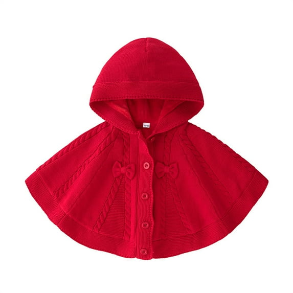 QHFBli Girls Fall Sweaters Winter Long Sleeve Round Cape For Girls Hooded Knit Poncho Sweaters Kids Shawl Sweater Toddler Holiday Pullover
