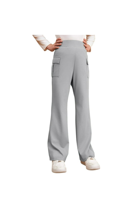 Girls Flare Leggings High Waist Cross Bell Bottoms for Girls Yoga Dance Pants with Pockets