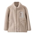 thumbnail image 1 of QHFBli Girls Jacket Zip up Sweatshirt Warm Sherpa Outwear Fall Winter Coat with Pocket Kid Clothes, 1 of 3