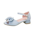 thumbnail image 1 of QHFBli Girls High Heels Sandal for Girls Open Toe Ankle Buckle Strap Dress Shoes for Little Big Kids in Wedding Party Block Pump Sandals, 1 of 6