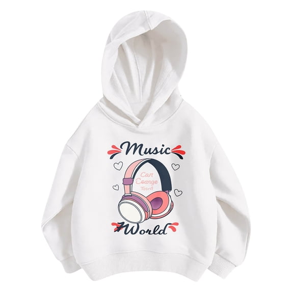 QHFBli Girls Hoodies Sweatshirts Fashionable Long Sleeve Hooded Pullover Soft Casual Outerwear Toddler Kids Cartoon Print 5-6 Years