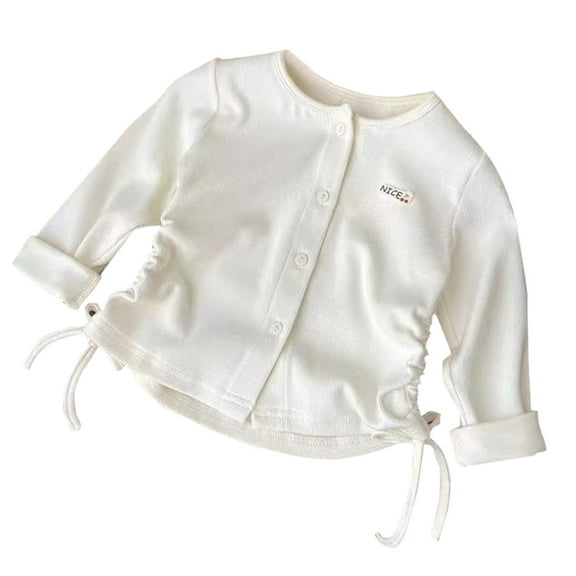 QHFBli Girls Long Sleeve Knitted Bolero Cardigan Kids Button Closure Shrug Sweaters Cropped Jacket Cover Up Tops