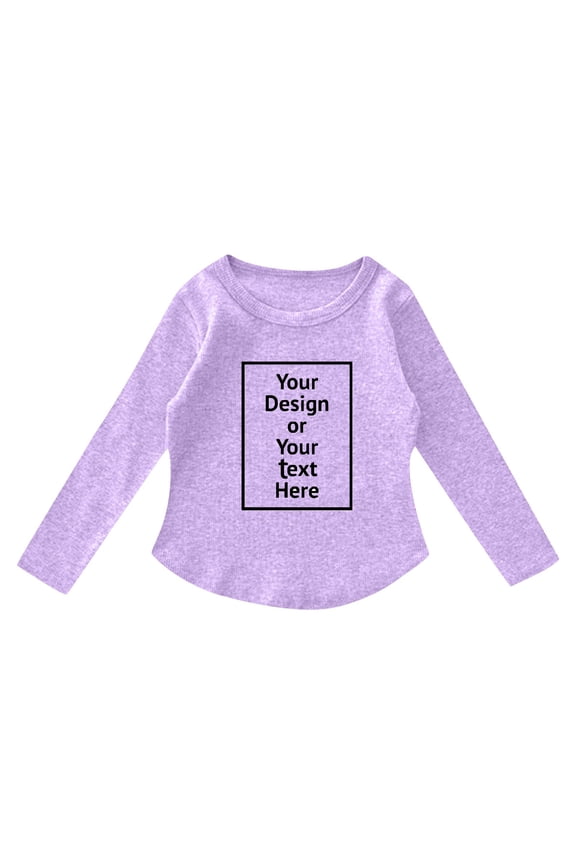 Girls Long Sleeve Shirts Kids Curve Hem Side Slit Soft Tunic Tops T-Shirts