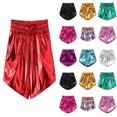 thumbnail image 1 of QHFBli Girls Metallic Shorts Sparkly Dance Outfits Elastic Drawstring Shiny Hot Short Pants Summer Practice Pants for Boys And Girls Red 140, 1 of 5