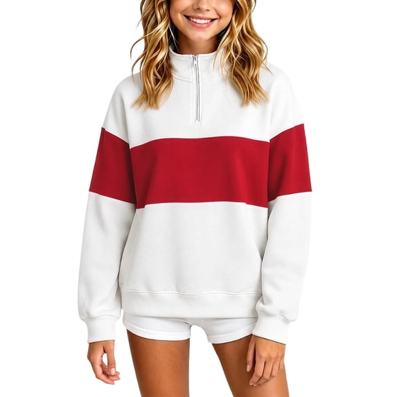 QHFBli Girls Quarter Zip Pullover Athletic Oversized Trendy Sweatshirts Fall Outfits Fitted Comfy Vintage Sweatshirts 11-12 Years
