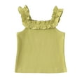 thumbnail image 1 of QHFBli Girls Ruffle Short Sleeve Shirts Neck Ribbed Knit Summer Pullover Tops Green 12-18 Months, 1 of 3