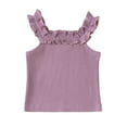 thumbnail image 1 of QHFBli Girls Ruffle Short Sleeve Shirts Neck Ribbed Knit Summer Pullover Tops 6-7 Years, 1 of 3