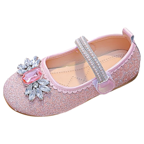 QHFBli Girls Sandals Fashion New Pattern Cute Bright Diamond Decoration Versatile Flat Bottom Comfortable Princess Shoes