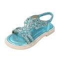 thumbnail image 1 of QHFBli Girls Sandals Shimmer Strapped Summer Flat Open Toe Ankle Sandals, 1 of 9