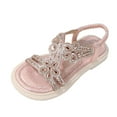 thumbnail image 1 of QHFBli Girls Sandals Shimmer Strapped Summer Flat Open Toe Ankle Sandals, 1 of 9