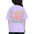 thumbnail image 1 of QHFBli Girls Short Sleeve T Shirts Kids Summer Oversized Tops Trendy Crewneck Basic Tees, 1 of 4