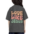 thumbnail image 1 of QHFBli Girls Short Sleeve T Shirts Kids Summer Oversized Tops Trendy Crewneck Basic Tees, 1 of 4